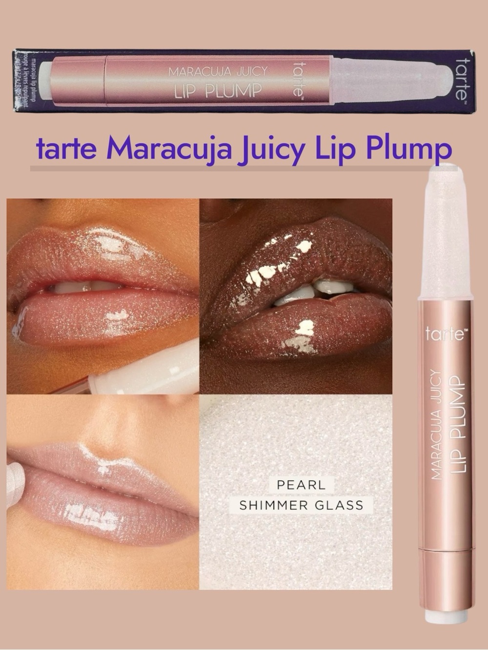 tarte Maracuja Juicy Pearl Shimmer Glass Lip Plump NIB NWT
